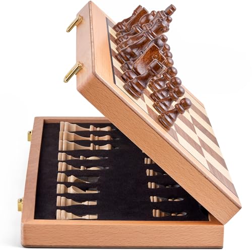 Set de ajedrez magnético de madera plegable de 15 pulgadas miniatura 1