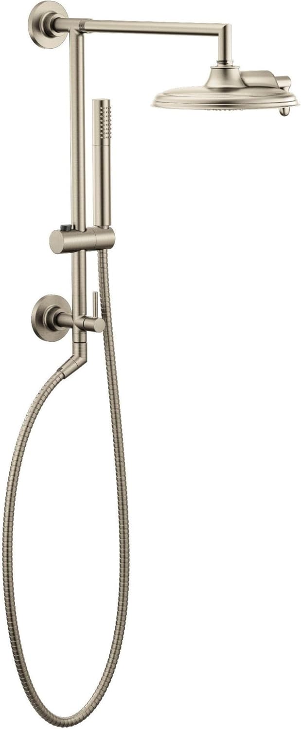 Moen Arris Brushed Nickel 14-Inch Rainshower Straight Shower Arm and Flange for Overhead Showerhead, S110BN