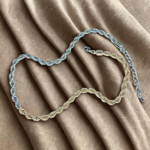 Collier corde torsadée bicolore, le cadeau idéal mixte et moderne en acier - 5
