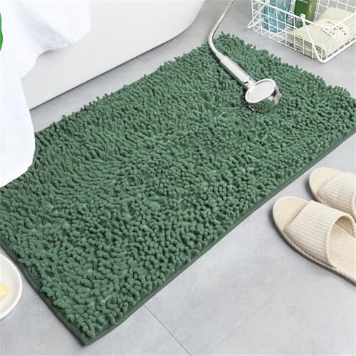 Surwin Tapis de Bain Antidérapant, Couleur Unie Tendance Tapis Salle de Bain Absorbant en Microfibre Chenille, Doux et Confortable Lavable pou Douche,...