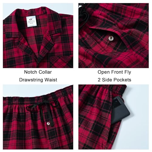 yuyangdpb Men's Pajamas Sets Shorts Woven Cotton Plaid Pj Set Button Down Sleepwear Short Set 2 Pieces with Pocket4