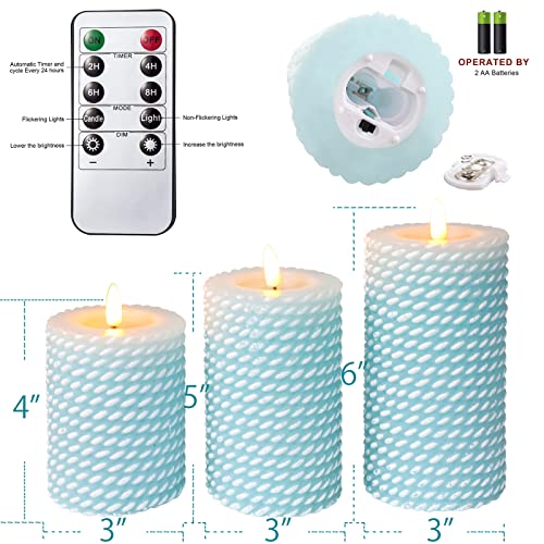 Immeiscent Christmas Flameless Pillar Candles, Rope Texture 3D Wick Flickering Candles, Realistic Battery Candle With Remote&Timer For Home Decor Christmas Wedding Party Festival Celebration #TOP3