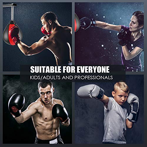 Hicient Boxing Speed Bag with Free Air Pump, Boxing Reflex Ball Wall Punching Bag for Training Boxing Sports (Red)
