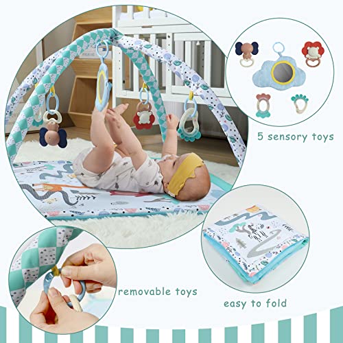 Lol-Fun Baby Play Mat Gym For Infant,Baby Floor Mat Activity Gym With Toys For Development,Foldable Gym Playmat For 0 3 6 9 12 Months Baby Girls And Boys #TOP4