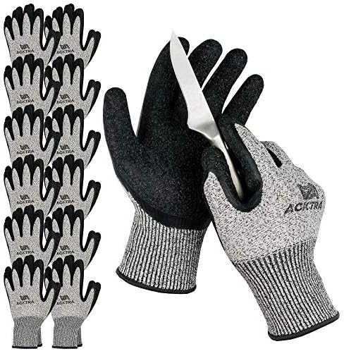 ACKTRA Level 5 Cut Resistant Safety WORK GLOVES, 12 pairs