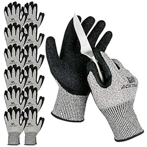 ACKTRA Level 5 Cut Resistant Safety WORK GLOVES, 12 pairs