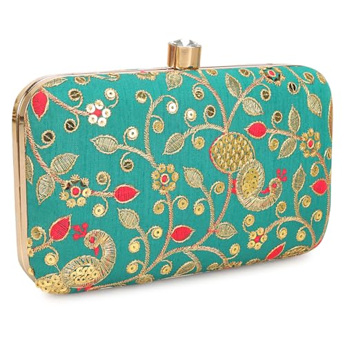 Image of LONGING TO BUY Hand Crafted Designer Box Clutch - Zari Embroidery For Women