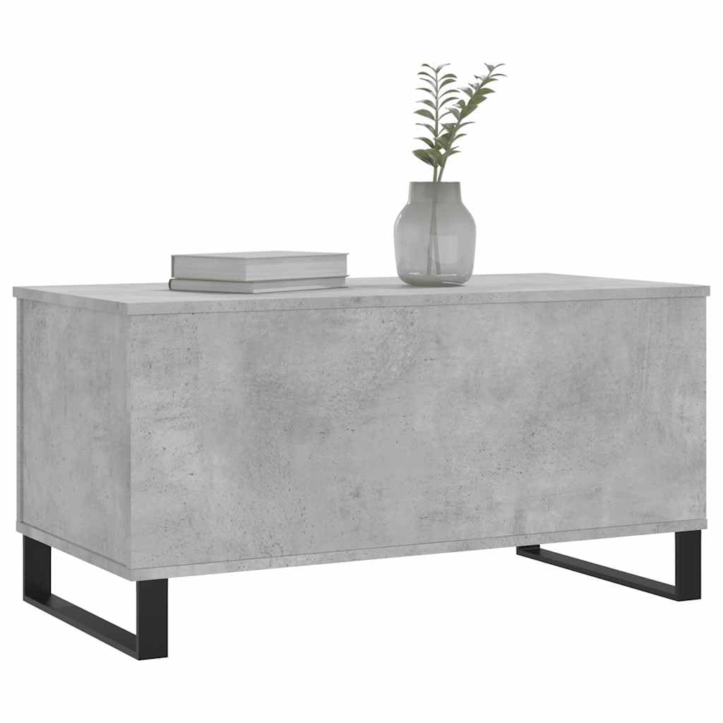 Générique Stolik kawowy Szary Beton 90x44,5x45 cm Drewno inżynierskie | Podnoszona góra, ukryte przechowywanie, metalowe nóżki, uniwersalne do salonu