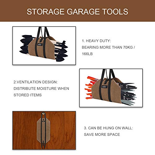 Manfiter Firewood Carrier Tote Bag, Waxed Canvas Log Carrier Large Sturdy Durable Fireplace Stove Accessories Firewood Bag with Padded Handles, Wood Carrier for Outdoor Camping and Indoor Fire Pit