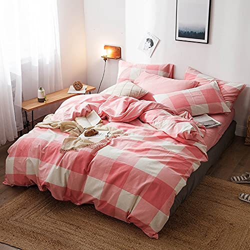 Housses de couette 100% coton lavé avec drap housse rouge