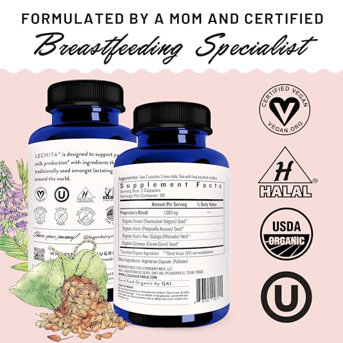 Image of Legendairy Milk Lechita, Supports Milk Flow, Organic Fenugreek Free Breastfeeding Supplement, Organic Fennel & Anise, Made in USA, 180 Vegan Capsules