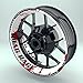 OneWheel Felgenrandaufkleber Motorrad 4er Komplett-Set (17 Zoll) - Felgenaufkleber Road Rage schwarz-weiß-rot (Design 1 - glänzend)