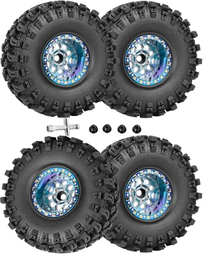 RcarmubWow RC 2.2 Beadlock Wheels and Tires for 1/10 TRX4 SCX10 Capra AMG 6x6 Gen8 Everest Gen7 Pro...