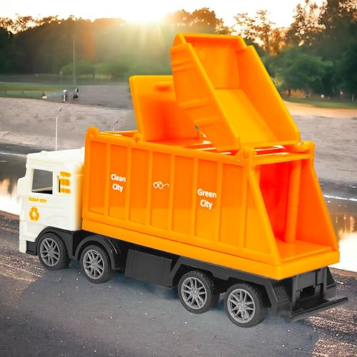 Image of VGRASSP City Sanitation 8 Wheel Truck Toy for Kids - Friction Powered Garbage Dumper Toy Vehicle with Openable Top and Back Door - Color As Per Stock
