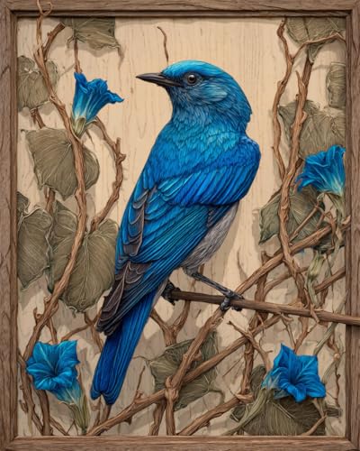 Kit de perlage broderie point de croix oiseaux et fleurs 50x70cm DIY