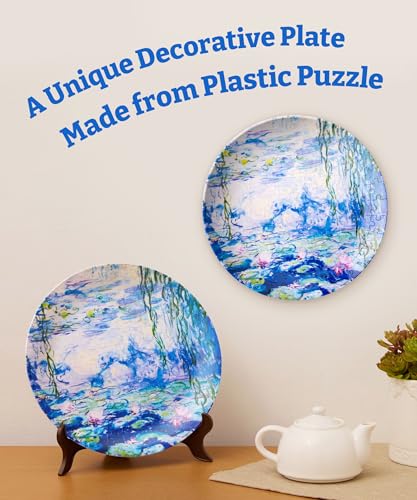 Image of PieceRelax 3D Puzzle Plate 124 Pieces - Monet - Nympheas - Jigsaw Puzzle for Adults, Decorative Plate with Durable Plastic Pieces, Ideal Gift for Home or Office Decor [PL1006]