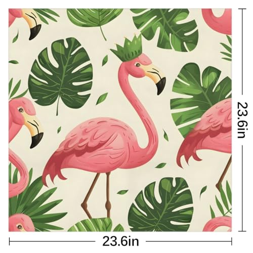 Flamingo Tropical Palm Leaf Square Silk Scarf for Women Lightweight Head Scarf Neck Scarf Hair Wrap for Spring Summer Fashion Accessory 23.6 x 23.6 Inch2