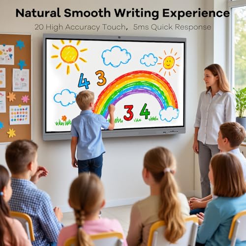 Image of HLEC 55 inch Interactive Smart Board, 4K UHD Touchscreen Digital Whiteboard, Electronic All-in-One Computer for Classroom Home Office Studio Display, 20-Touch 13MP Camera(Wall Mount Included)