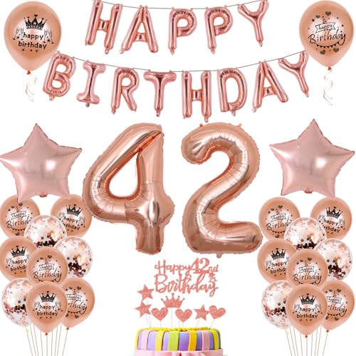 Globos 42 cumpleaños decoración mujer oro rosa 42 cumpleaños fiesta decoración set 42 cumpleaños decoración mujer 42 años cumpleaños mujer decoración