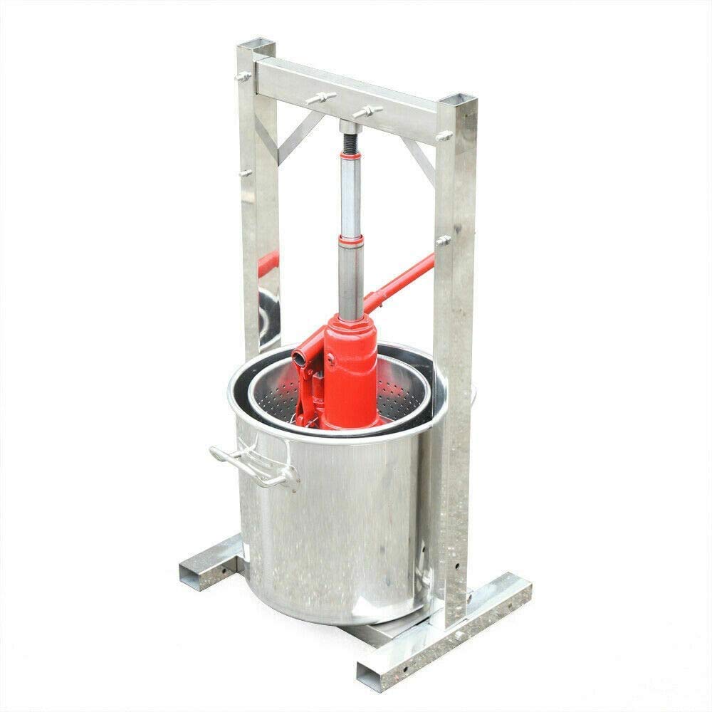 DENESTUS 304 Stainless Large Wine Juicer Kit Fruit Cider Press Grapes Apple Wine and Crusher Juice Machine 12L with Hydraulic Jack Upgraded USA Stock