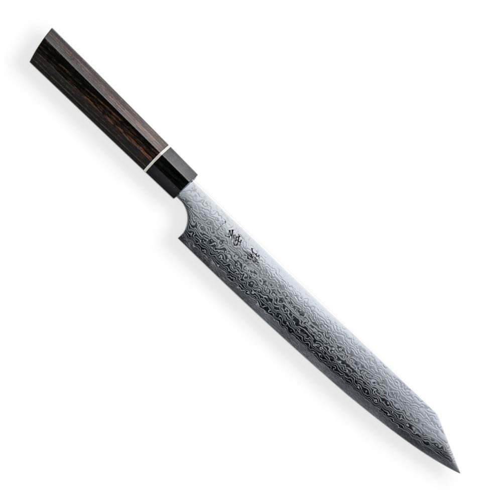 KIRITSUKE/SUJIHIKI-Cuchillo de cocina, cuchillo de carne, cuchillo multiusos y acero de polvo japonés SG2 & 62 capas de acero de Damasco y mango de madera de pakka de 7 esquinas, 240 mm