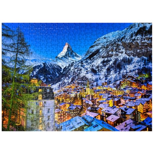 MyPuzzle Zermatt and The Matterhorn Switzerland - Premium 500 Piece Jigsaw Puzzle for Adults by MyPuzzle.com - Used condition - US$15.37