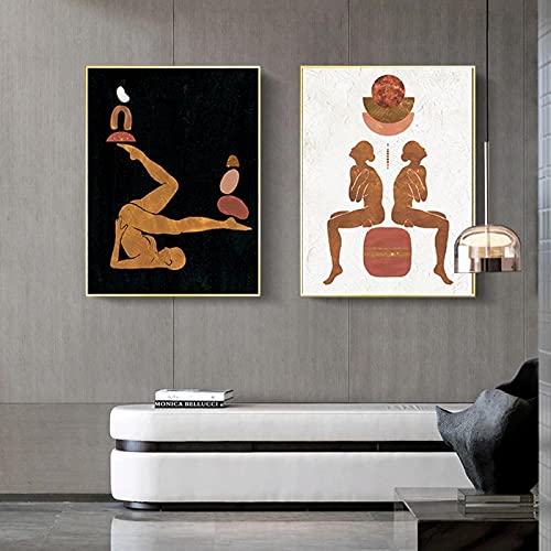 Tableau médiéval abstrait femme sur toile premium 50x70cm sans cadre