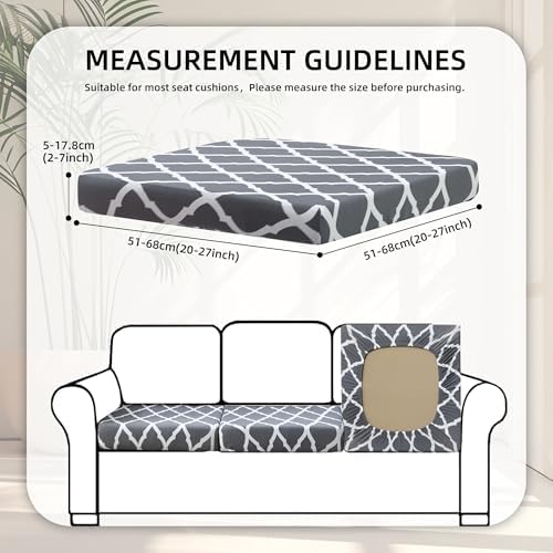 8Pcs Stretch Patio Cushion Covers,Outdoor Couch Covers Replacement,Outdoor Couch & Sofa Slipcovers,for Patio Furniture Cushion Covers,Washable Reusable Furniture Protector (BTC02-Gray,Cover Only) - 1