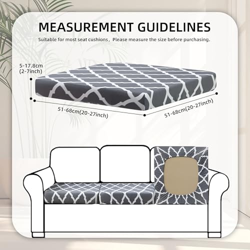 8Pcs Stretch Patio Cushion Covers,Outdoor Couch Covers Replacement,Outdoor Couch & Sofa Slipcovers,for Patio Furniture Cushion Covers,Washable Reusable Furniture Protector (BTC02-Gray,Cover Only)