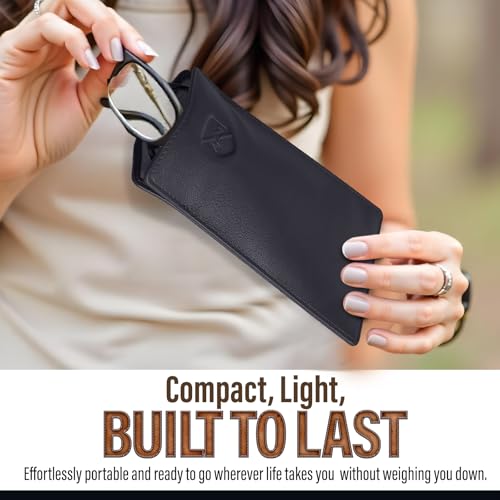 Image of ALLEN & MATE 100% Leather Slim Glasses Case for Reading and Computer Glasses for Men & Women
