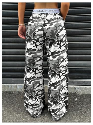 SOLY HUX Women's Plus Size Camo Pants Y2k Drawstring Elastic Waist Wide Leg Baggy Long Pants Trousers Streetwear2