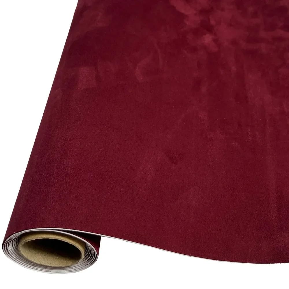 Velvet Fabric, Headliner Fabric Suede Multicolor 0.6mm Self Adhesive Multiple Sizes(Wine Red,50cm x 500cm)
