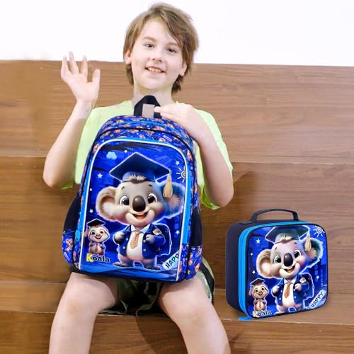 Image of AGSDON 3PCS Backpack for Boys, Kids Elementary Bookbag with Lunch Box, Water Resistant School Backpacks for Kindergarten