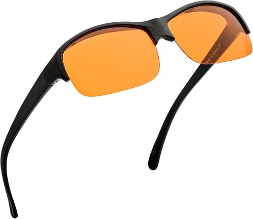 Miniatura 8 de BLUELESS Fitover - Lentes de computadora con bloqueo de luz azul y lentes de dormir teñidos de naranja, negro y rojo