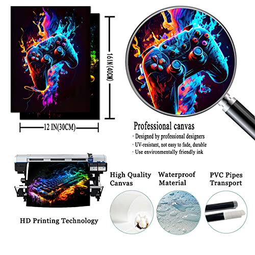 Game Controller Wall Art Gaming Poster Video Game Wall Art Gaming Painting Video Game Picture Video Game Canvas Art Boy Room Decor Cool Artwork For Game Room Boy Dorm 12X16 Inch Set Of 2 Frameless #TOP6