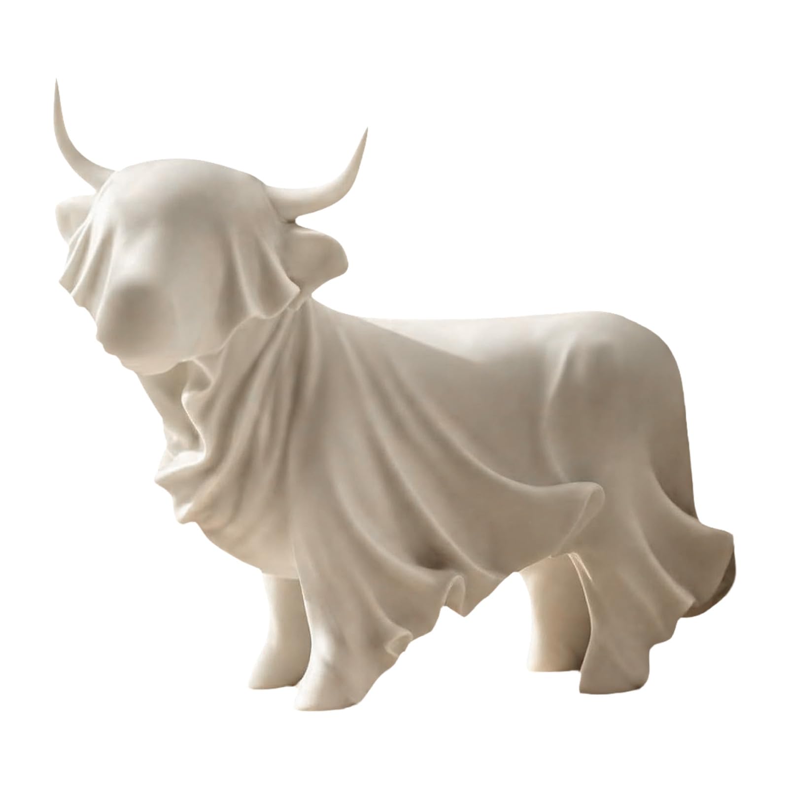 Glifora 3D Printed Highland Cow Ghost Statue - Halloween Yak Figurine, Minimalist Animal Sculpture for Home Office and Shelf Decor