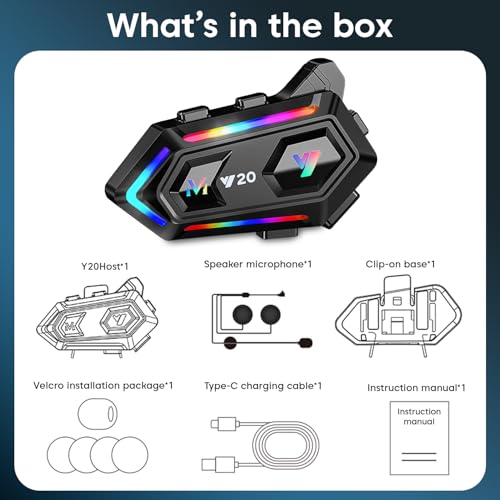 Image of Sounce Helmet Bluetooth Device with External Mic Wireless Bluetooth 5.3 for All Bike Helmets, Dual Phone Connectivity, AI Noise Cancellation, Music & GPS Control, IPX6 Waterproof with RGB Lights