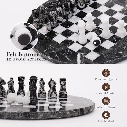Set de Ajedrez de Mármol 12 Pulgadas con Caja de Almacenamiento miniatura 4