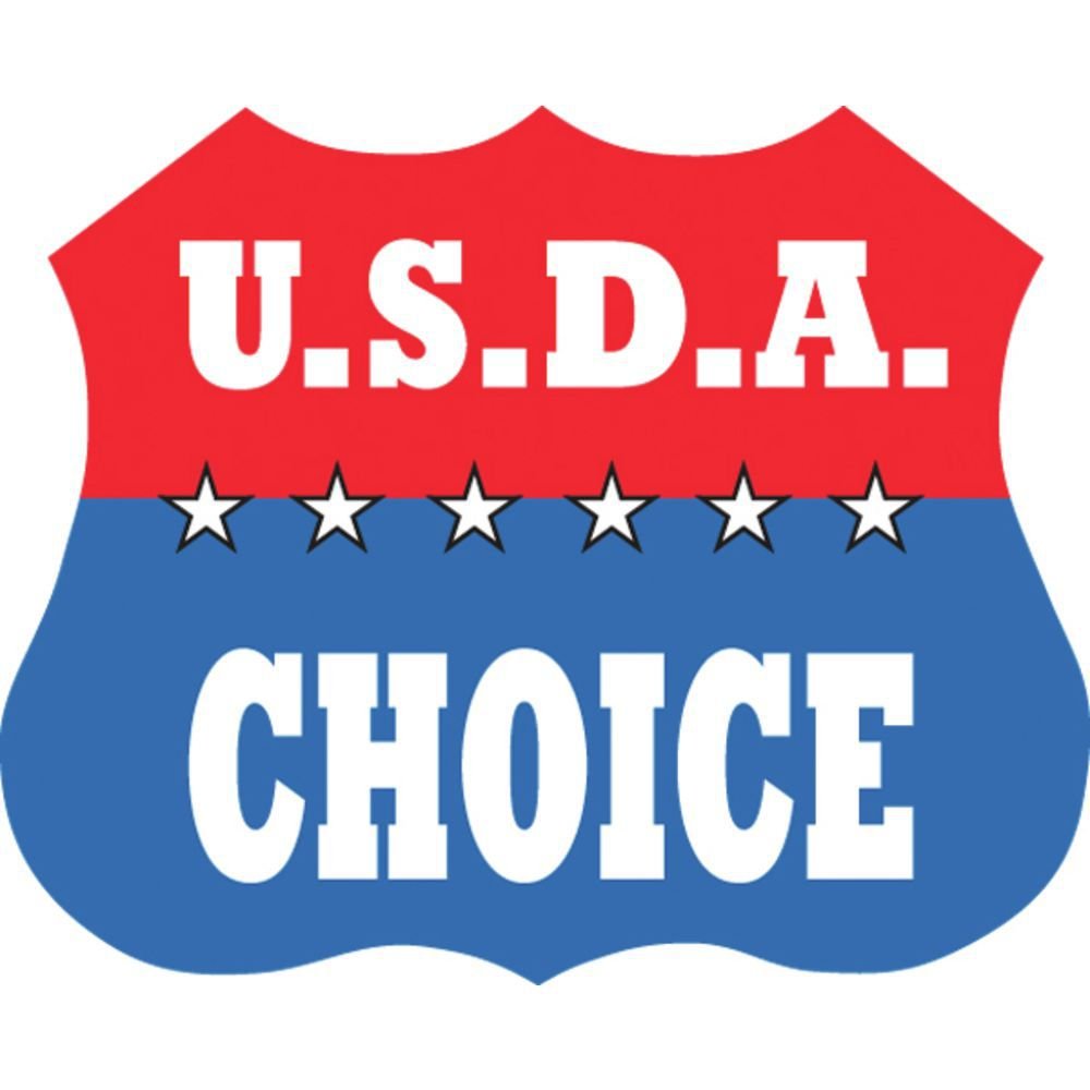 USDA Choice Labels Red/Blue Meat Food Packaging Labels White Imprint - 1 3/4"L x 1 3/4"H 500 Per Roll by HUBERT – 1.75 x 1.75 inch, Paper, Red, Pack of 500, Model 39845