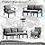 RTDTD Aluminum Patio Furniture Set with Fire Pit Table, 6 Seats Outdoor Patio Conversation Set with Swivel Chair Modern Metal Patio Sectional Sofa with Upgrade Cushions for Patio, Backyard Grey.