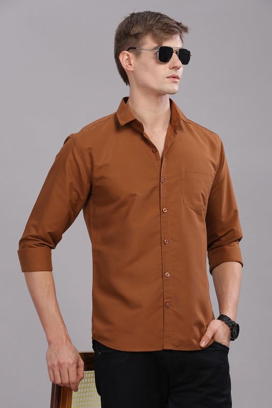 Image of Men's Cotton Blend Slim Fit Shirt | Full Sleeve Casual wear for Men | Comfortable Office Wear Shirt for All Seasons