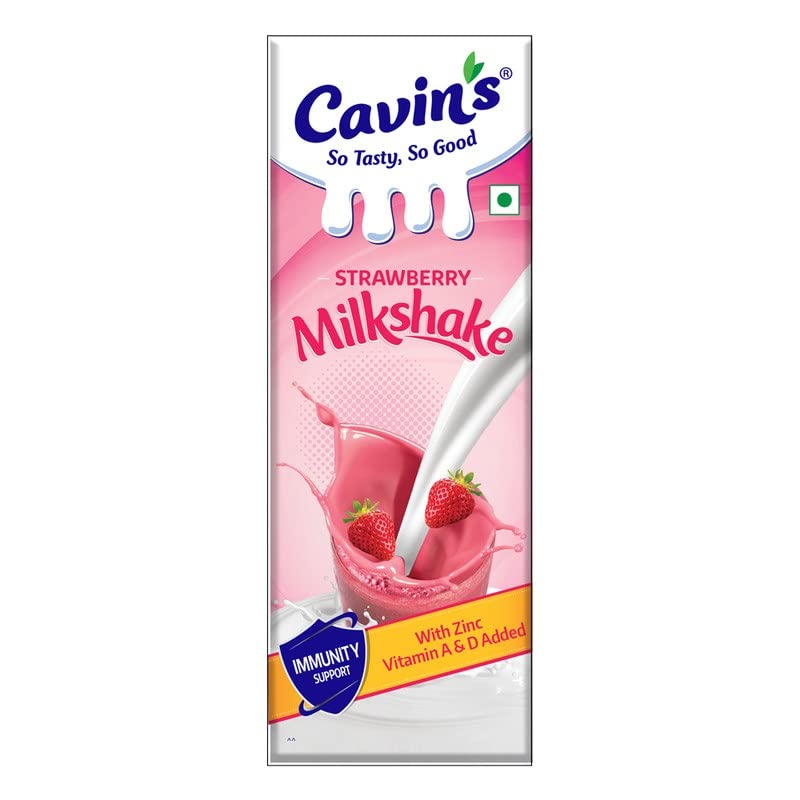 Image of Cavin's Strawberry Milkshake | Fruity Strawberry Flavoured Creamy Milk Beverage | No Added Preservatives | Family Pack | 1L