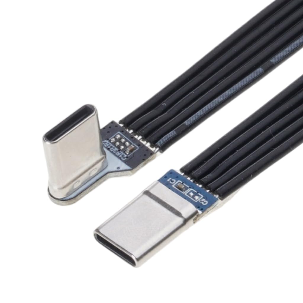 Elnwnnkc Flexible Flat Silicone USB C to USB C Cable Angled for Camera Phones 60W Fast Charging 480Mbps Data
