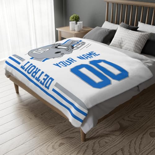 Image of Detroit Throw Blanket Custom Name and Number Personalized Gifts for Men and Women