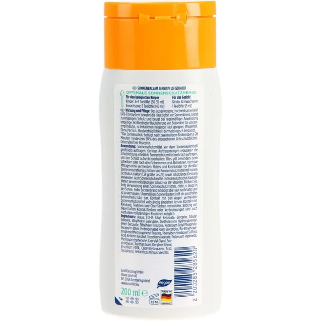 Sonnencreme LAVOZON Sensitiv Sonnenbalsam, LSF 50, 200ml, wasserfest, 4 Er
