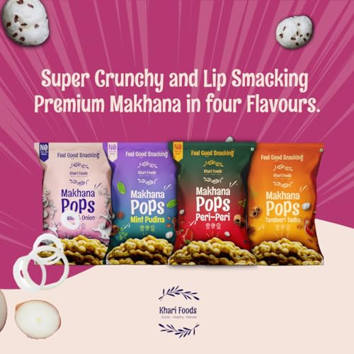 Image of Khari Foods Premium Flavoured Makhana 25g, Crunchy & Roasted Makhana Pops, Protein Source, Fibre Rich, No Palm Oil, Gluten Free (Cream & Onion)