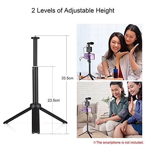 Vlog ing Kit Mini LED Video Light + Super Cardioid Condenser Microfone + Giratório Phone Clip + Trip