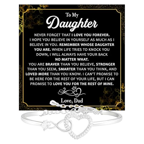 To My Daughter Forever Connected Bracelet From Dad, Cubic Zirconia Infinity Bracelet You Are Always In Mine From Dad, Gifts For Daughter On Christmas, Birthday, Wedding4