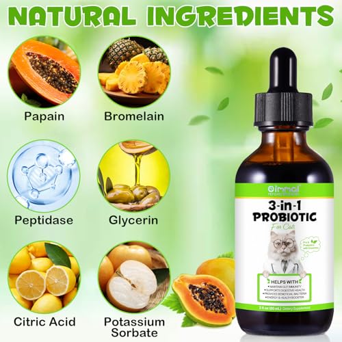 Cat Probiotic, Probiotics for Cats with Prebiotic and Enzymes, 3 in 1 Cat Probiotic Drops, Liquid Probiotic for Cats, Cat Probiotics Supplement Help Digestive Support Gut Health - Image 3