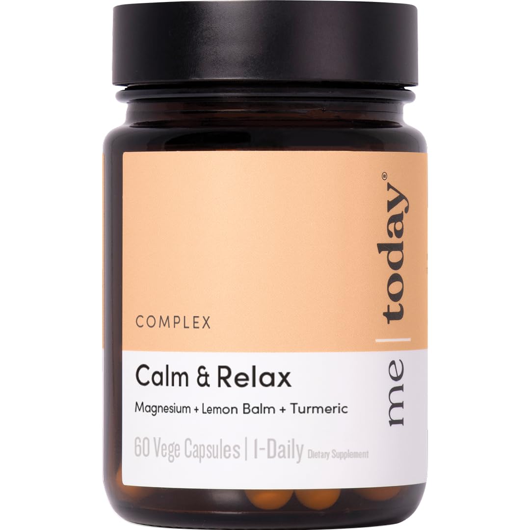 Calm & Relax Magnesium Supplement, Support Your Body and Mind with Magnesium for Sleep, Turmeric & Lemon Balm, Vegan | 60 Capsules